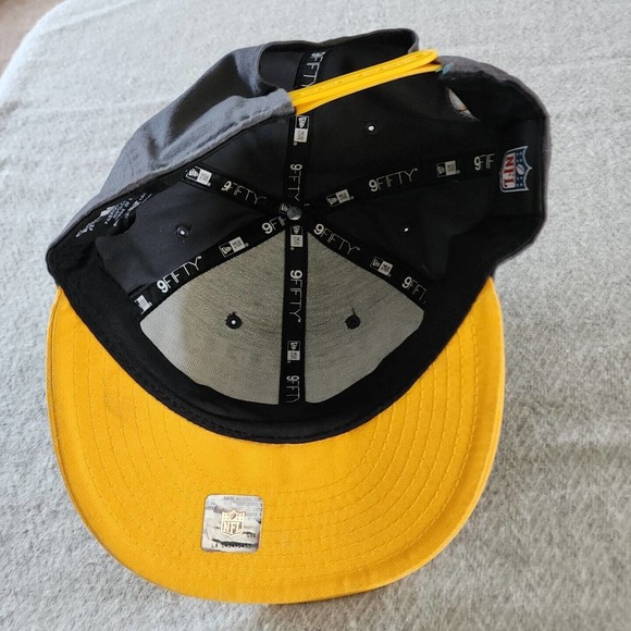 Grey & Yellow Pittsburgh Steelers Logo Trucker New Era 9 fifty Hat Snapback - Picture 4 of 5
